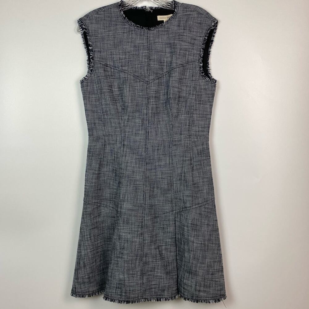 Rebecca Taylor Women's Sleeveless Slub Twill Dress Black and White Size 8 - Picture 11 of 11